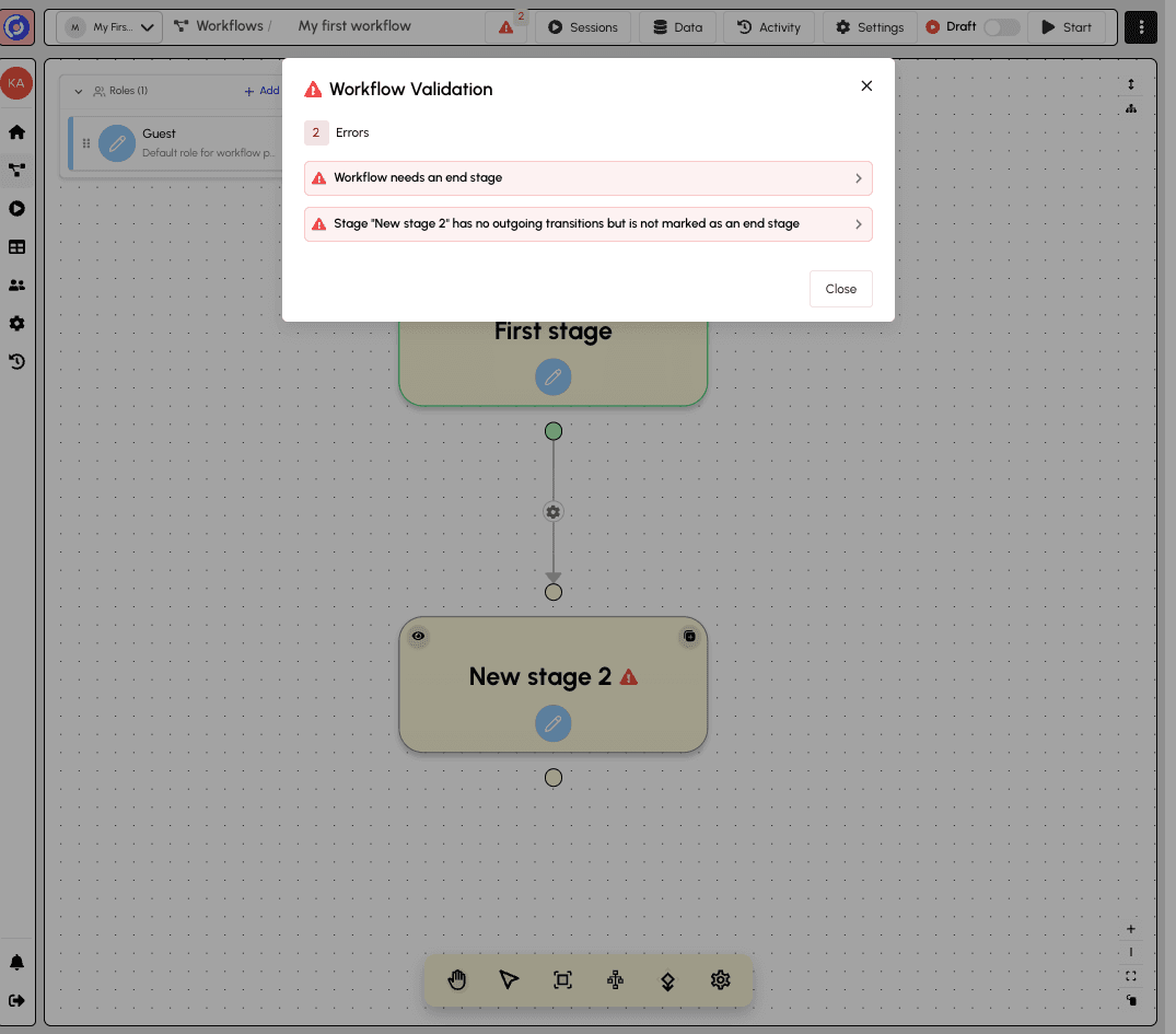 Workflow Validation Errors