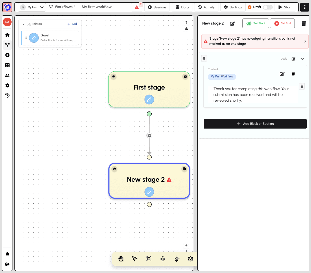 Stage Panel with Set End