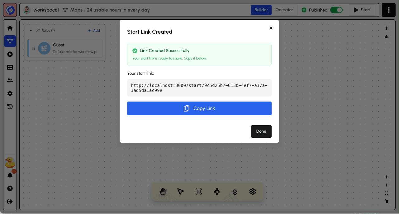 Start Link Confirmation