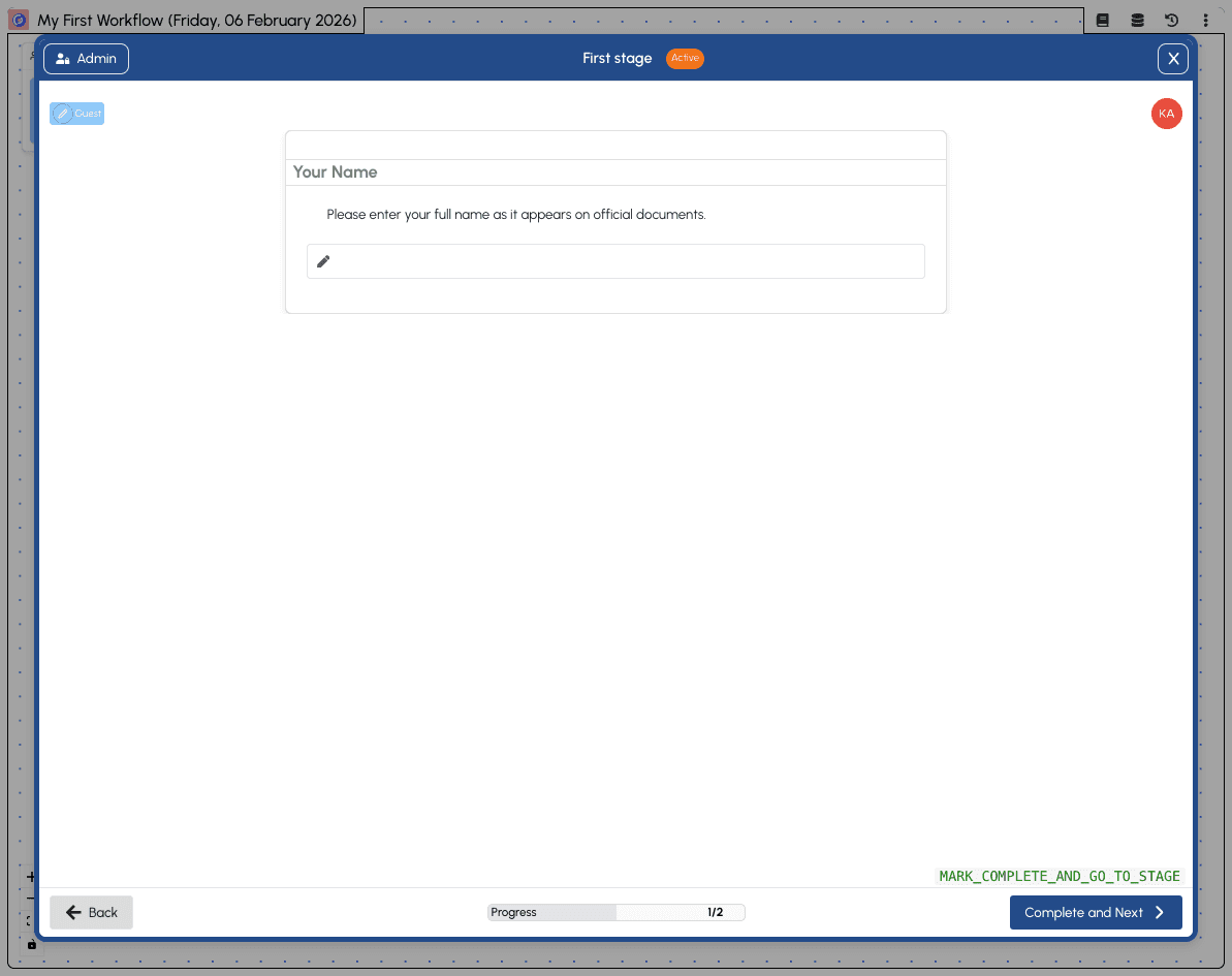 Session Stage Dialog Open